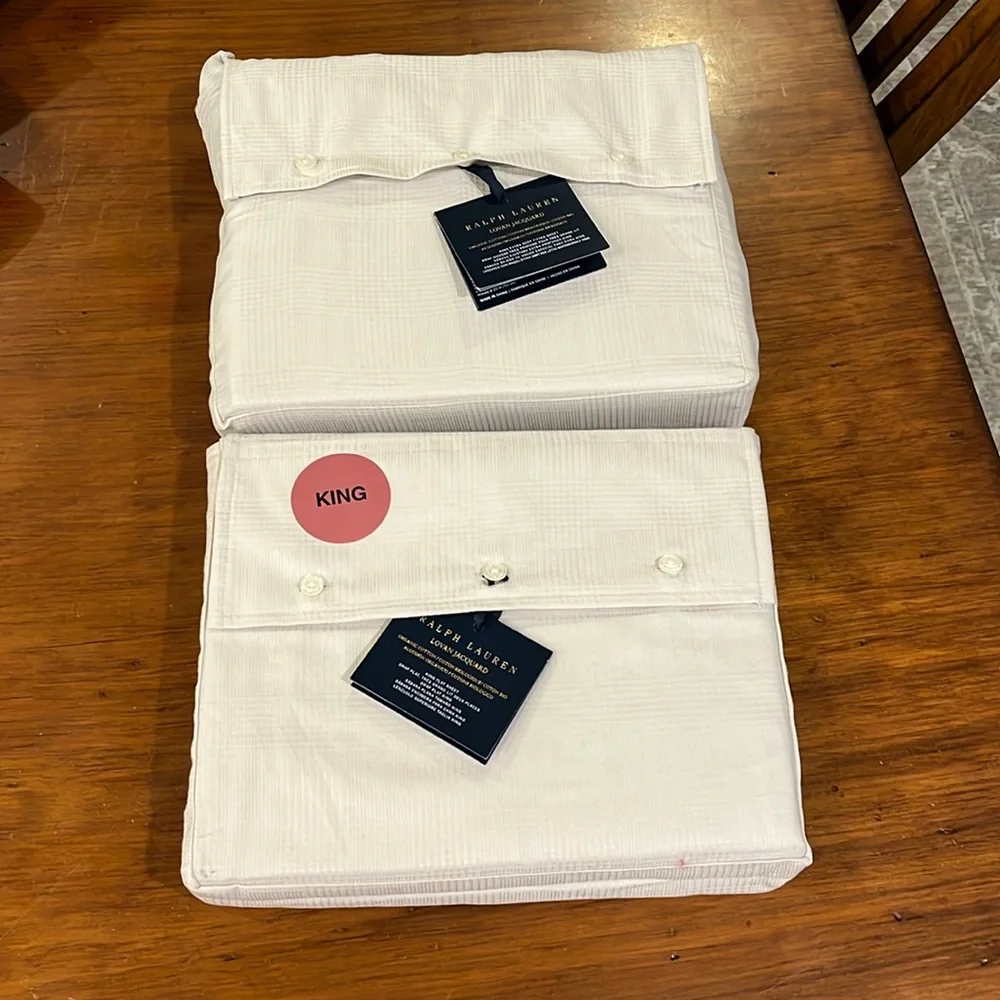 Ralph Lauren Lovan Jacquard King Sheet Set Flat Deep Fitted + 2 Pillowcases